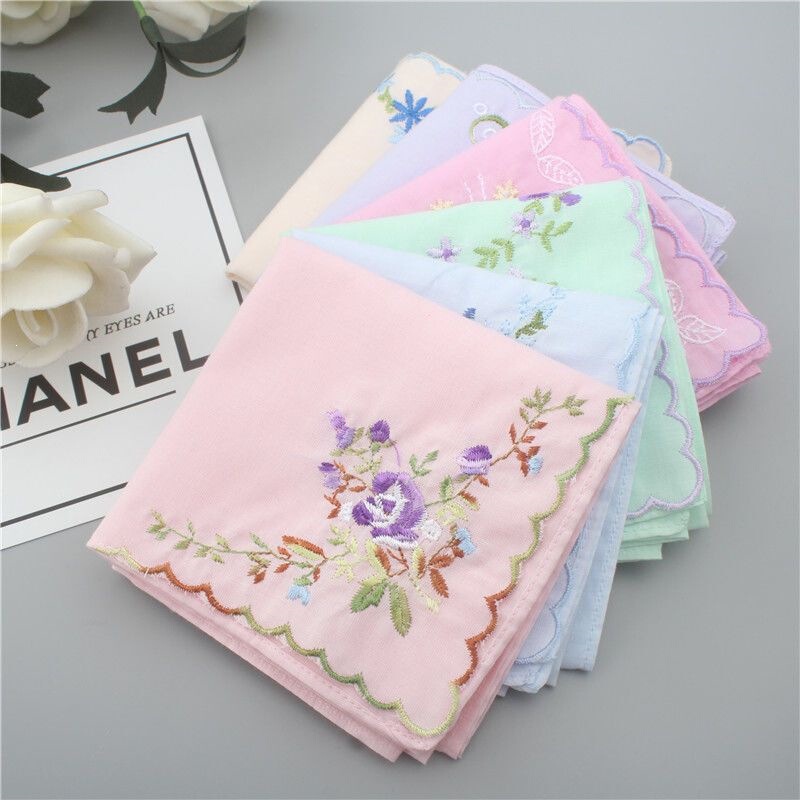 Elegant embroidered thin cotton handkerchief for women, soft handkerchief, traditional Chinese style Hanfu accessory, square scarf