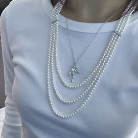 4-5mm淡水强光小灯泡正圆基本无暇高级感精工纯银扣多层毛衣链