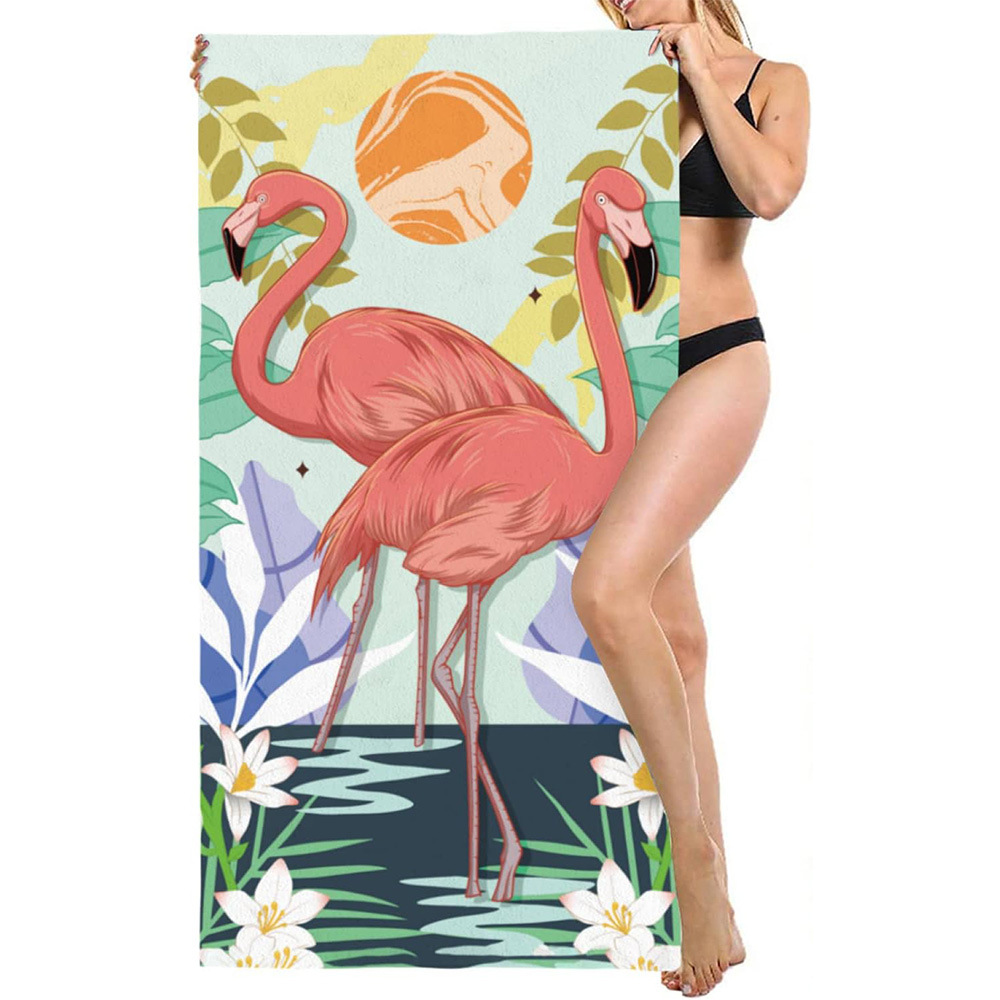 Impresión transfronteriza toallas de playa comercio exterior JIT toallas de microfibra tela toallas de baño de flamenco cola de pescado