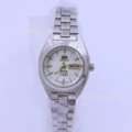 Ladies white gold scale double calendar