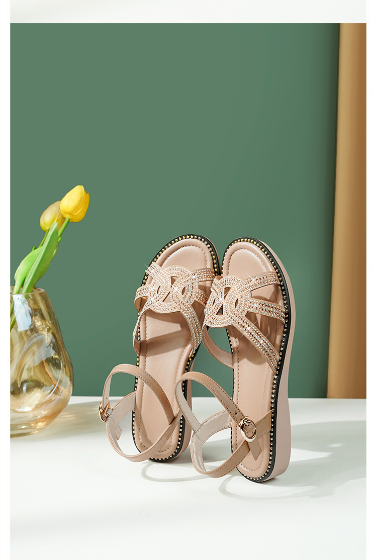 Sandal nữ quai chữ V đế bệt mềm hở mũi thoáng khí — màu đen chi tiết 21