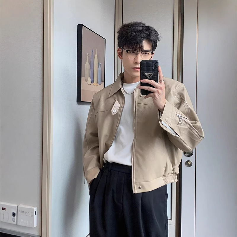 Wang Shun Laifa Light Mature Style High-end Sense Jacket Men's Light Luxury Niche Design High Street American Style Shoulder Work Jacket