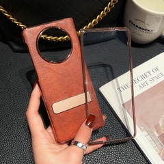 適用華為matex5電鍍摺疊屏手機殼X5油臘皮手機套matex3支架保護套