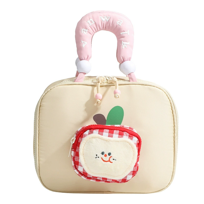 Cosmetic bag, cute shoulder bag, capacious handheld purse, portable organizer bag for traveling