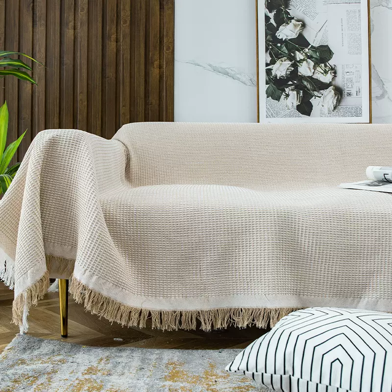 北欧沙发布民宿床尾毯通用纯色沙发套罩巾沙发盖布家家酷线毯工厂