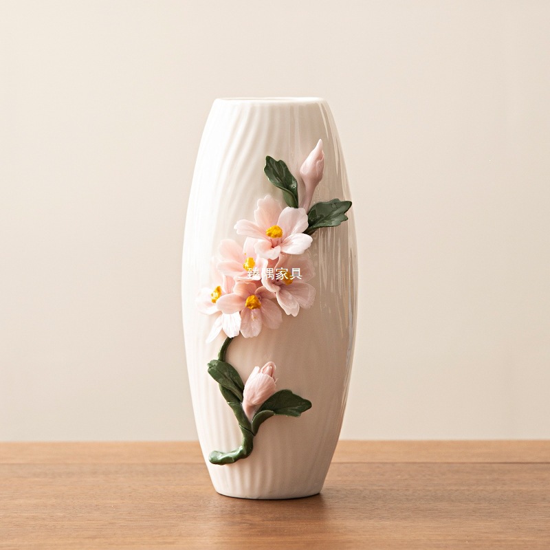 Cerámica de jade hecha a mano pura flores peonía flor floral sala de estar flor floral casera flor seca jarrón de flores comedor