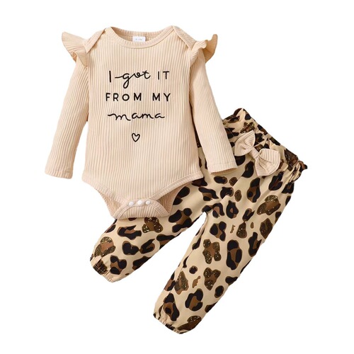 2024 Autumn/Winter New Children's Set Women's Hoodie Set Long Sleeve Alphabet Leopard Print Children's Set