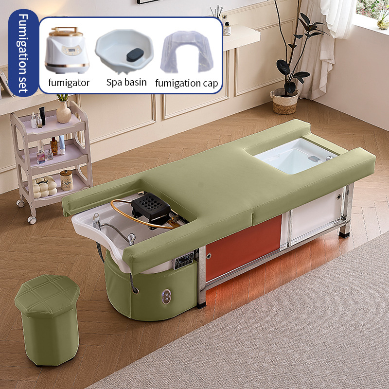 Cama eléctrica elevadora multifuncional para salón de belleza, cama de lavado de cabello, cama de masaje para terapia de cabeza, cama de masaje y cama de fumigación para circulación de agua