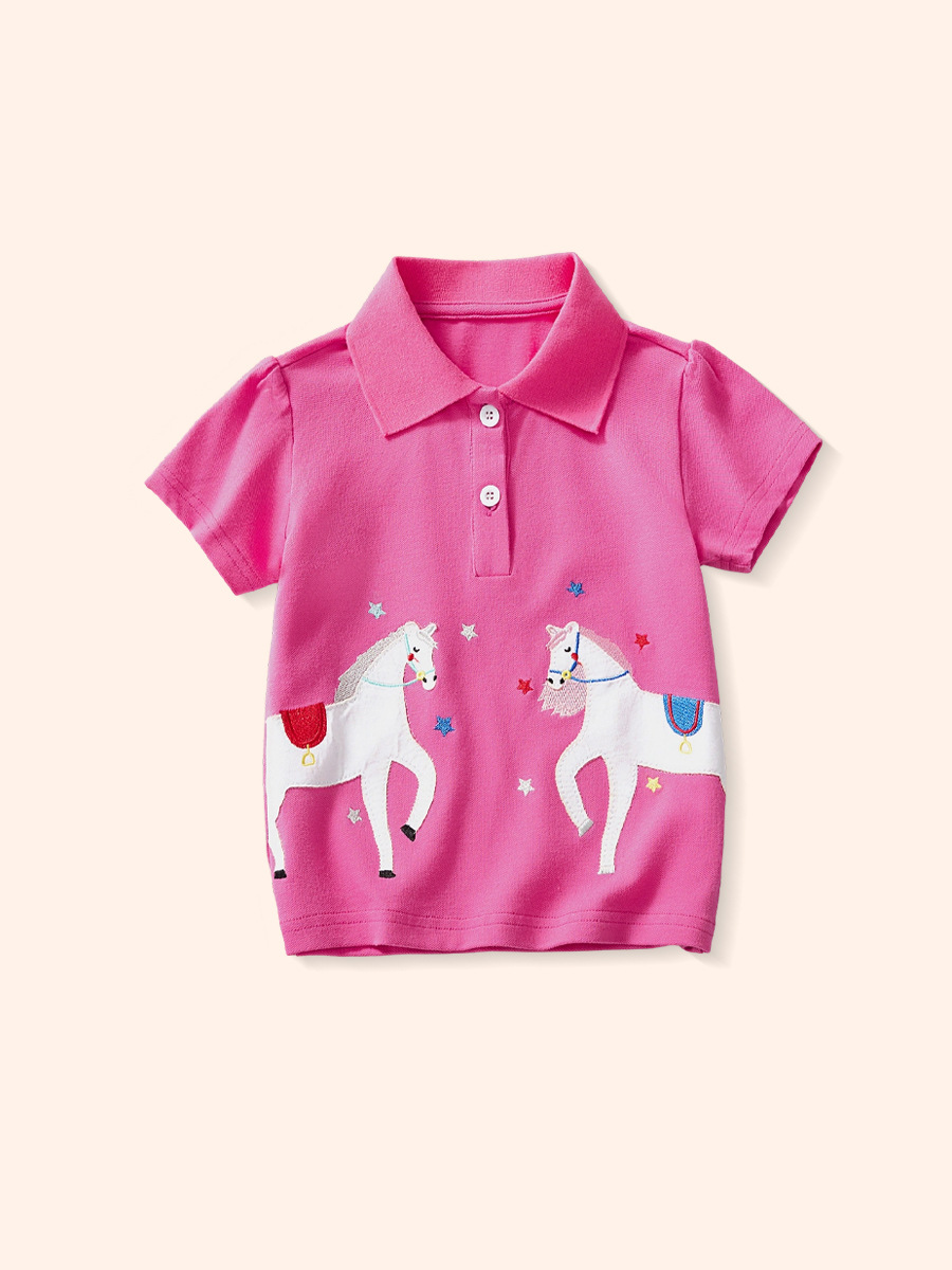 2025 verano nuevo estilo de dibujos animados para niños de manga corta camisa de polo para niñas moda casual de manga corta ropa para niños