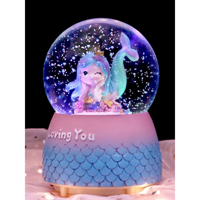 crystal ball The music box mermaid princess Music box rotate girl children birthday gift originality Decoration Manufactor