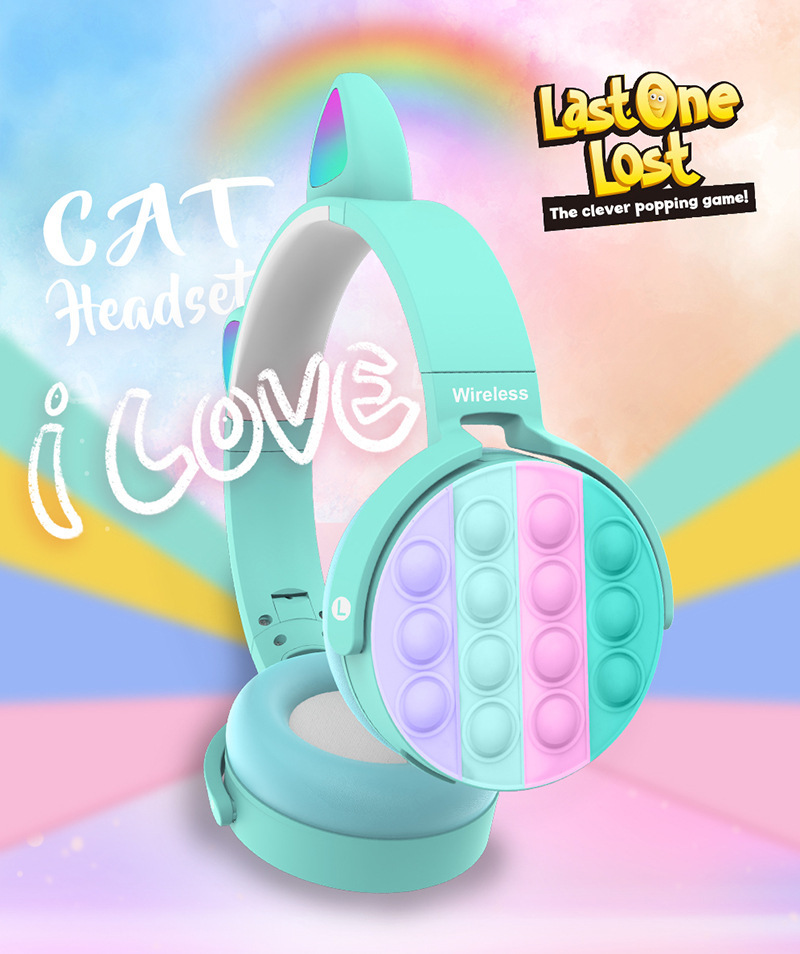 CXT-950 Decompression Cat's ears (Steamed cat-ear shaped bread) Headset Plug in Card Gift Foldable Earphone Universal_voghion.com