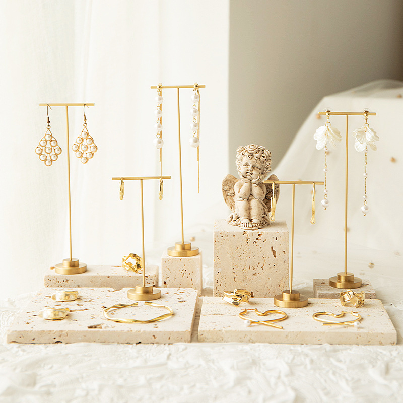 Hole Stone Jewelry Display Rack Pure Copper Fine Rod Earring Rack Accessory Display Background Board Earring Jewelry Shooting Prop