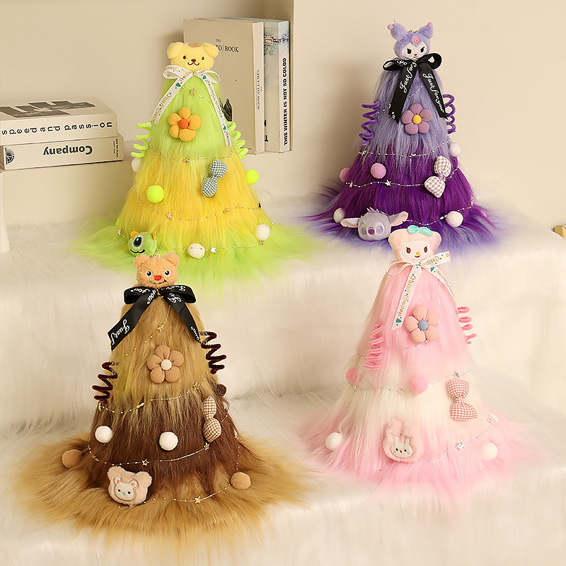 Árbol de Navidad Decoración Árbol de Navidad Mesa de felpa Paquete de árbol pequeño Mini árbol rosa Pequeño árbol de Navidad Brillante Árbol pequeño