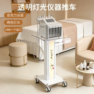 美容院高档发光工具车USB充电插座置物架小气泡仪器透明移动台车