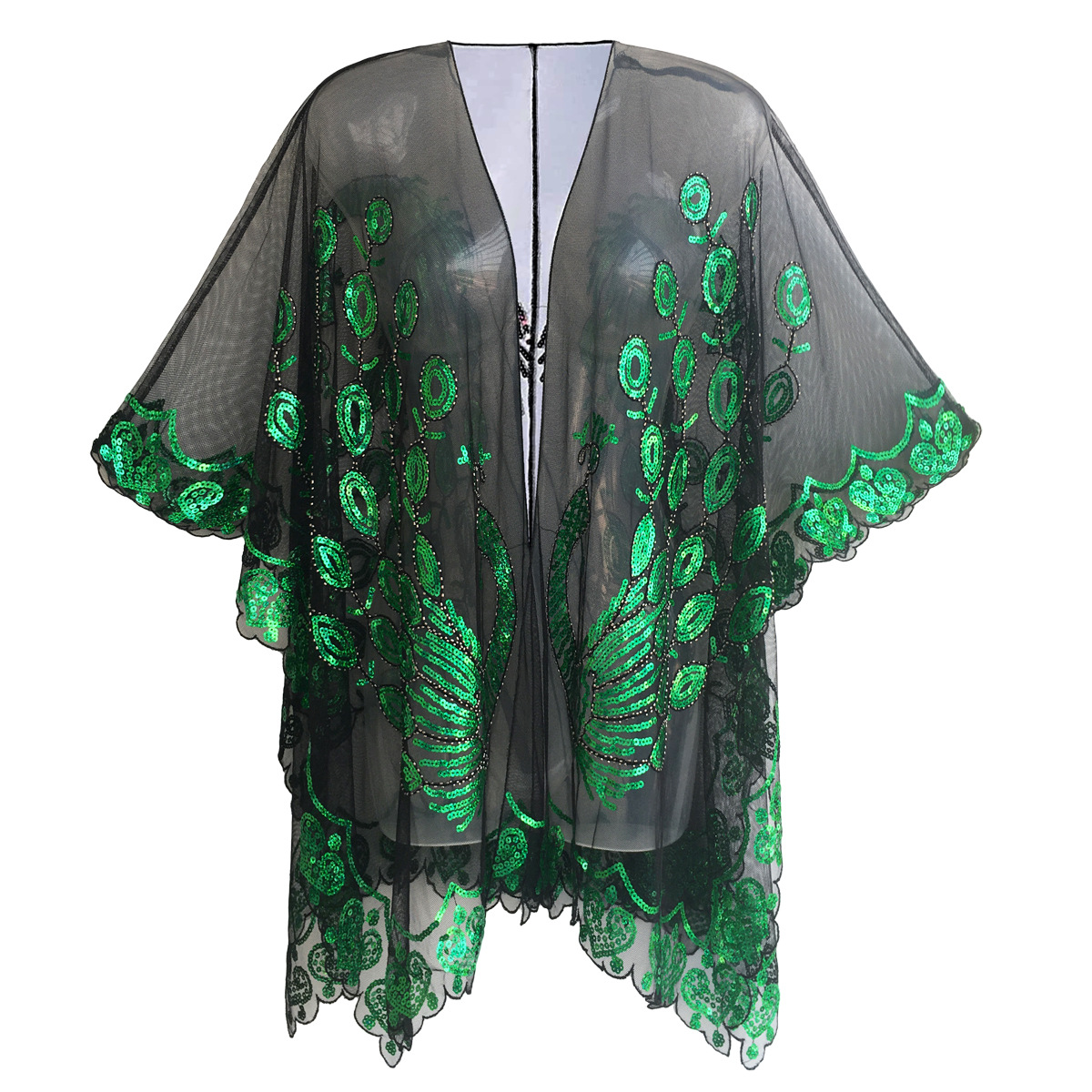 Transfronterizo 1920 europeo y americano lentejuelas vestido de noche fiesta cena vestido chal Gatsby lentejuelas chal prendas de vestir exteriores