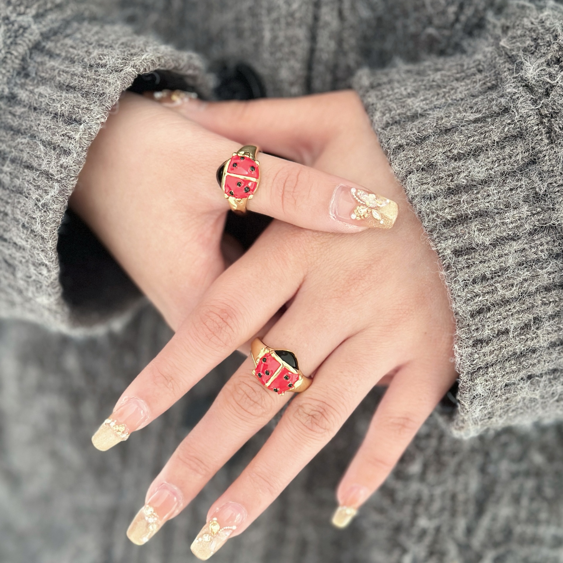 One Size Ring Size 1 Piece Quantity Wholesale Jewelry Vintage Style Classic Style Ladybugs Copper Plating Open Rings