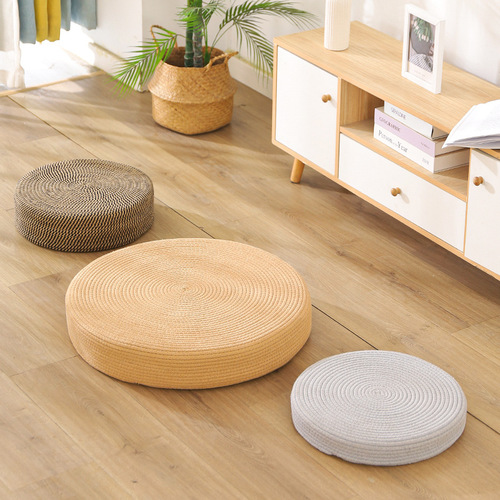 Japanese-style cotton futon cushion thickened round edge cushion worshiping Buddha meditation handmade weaving bay window cushion bedroom home