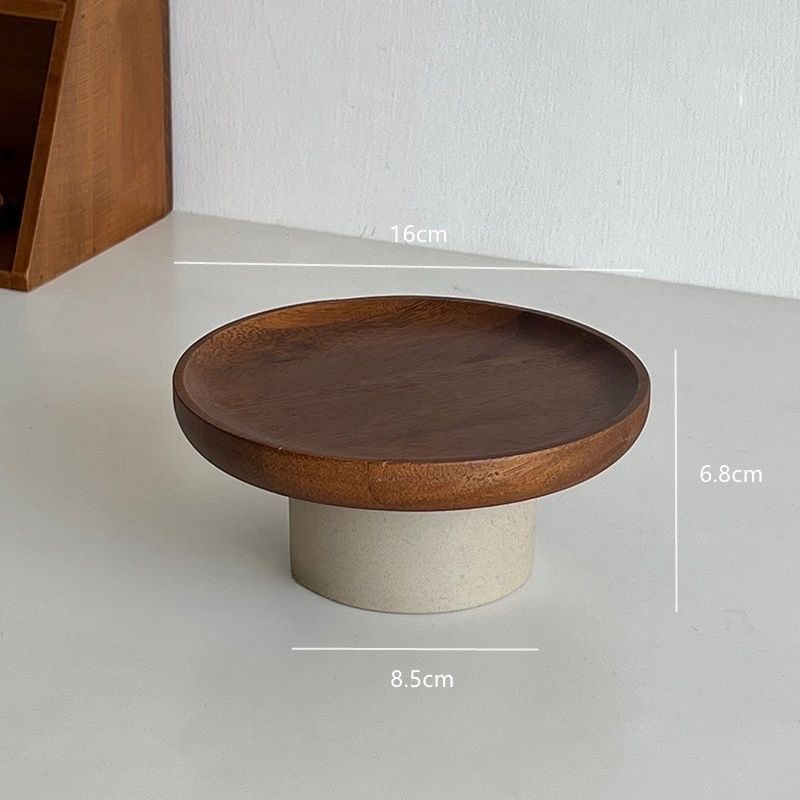 Paleta de fruta de pie alto de cerámica de madera de amor retro, mesa de centro de sala de estar para el hogar, bandeja de madera, bandeja de almacenamiento de bocadillos de pastel de corazón de pastelería