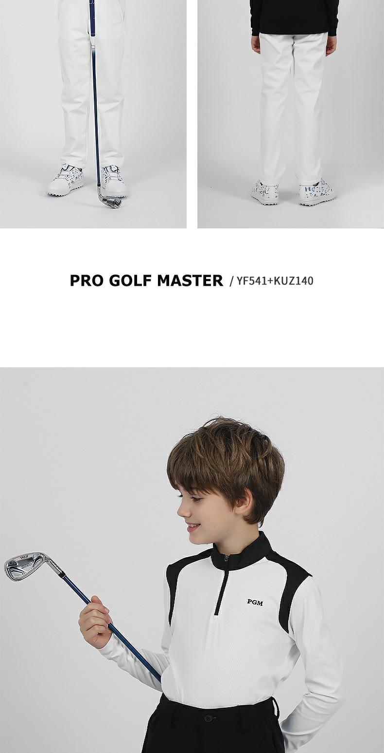 Áo khoác golf trẻ em dài tay cổ đứng khóa kéo PGM thu đông — YF541-Đen, YF541-màu trắng chi tiết 7