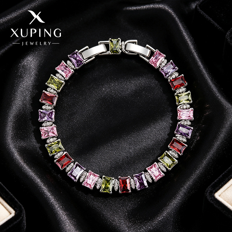 Pulsera de Diamantes para Mujer de Aleación de Cobre, Galvanizada, Diseño Geométrico, para Regalo