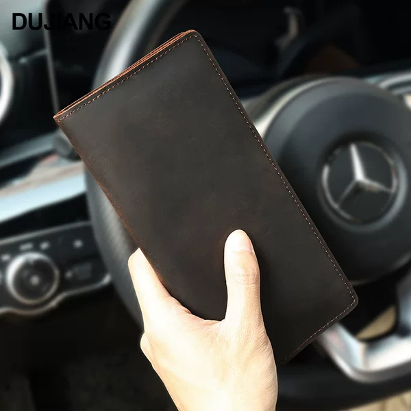 New Genuine Leather Men's Wallet High-end Long Multi-card Coin Wallet Simple Men's Vertical Leather Wallet