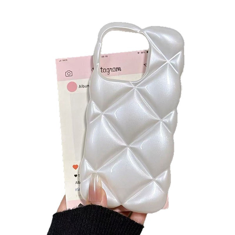 New Macaron Diamond Pattern Case Suitable IPhone 17 Pro Max, Full Protection 16, Shockproof 15, Solid Color For 14_voghion.com