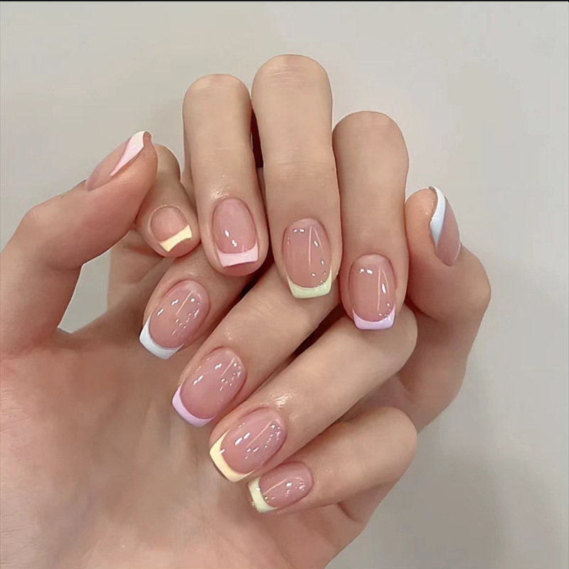 Pure Hand-Wearing Armor Summer Dopamine French Side Macaron Removable Nail Armor Patches Finished Explosions