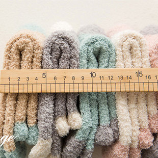 Coral fleece women's autumn and winter mid-tube wool plush socks velvet padded towel socks sleeping men's warm socks sleep socks