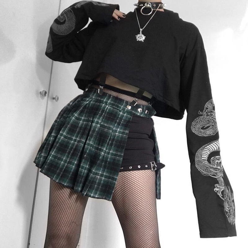High Neck Printed Long Sleeve T-Shirt