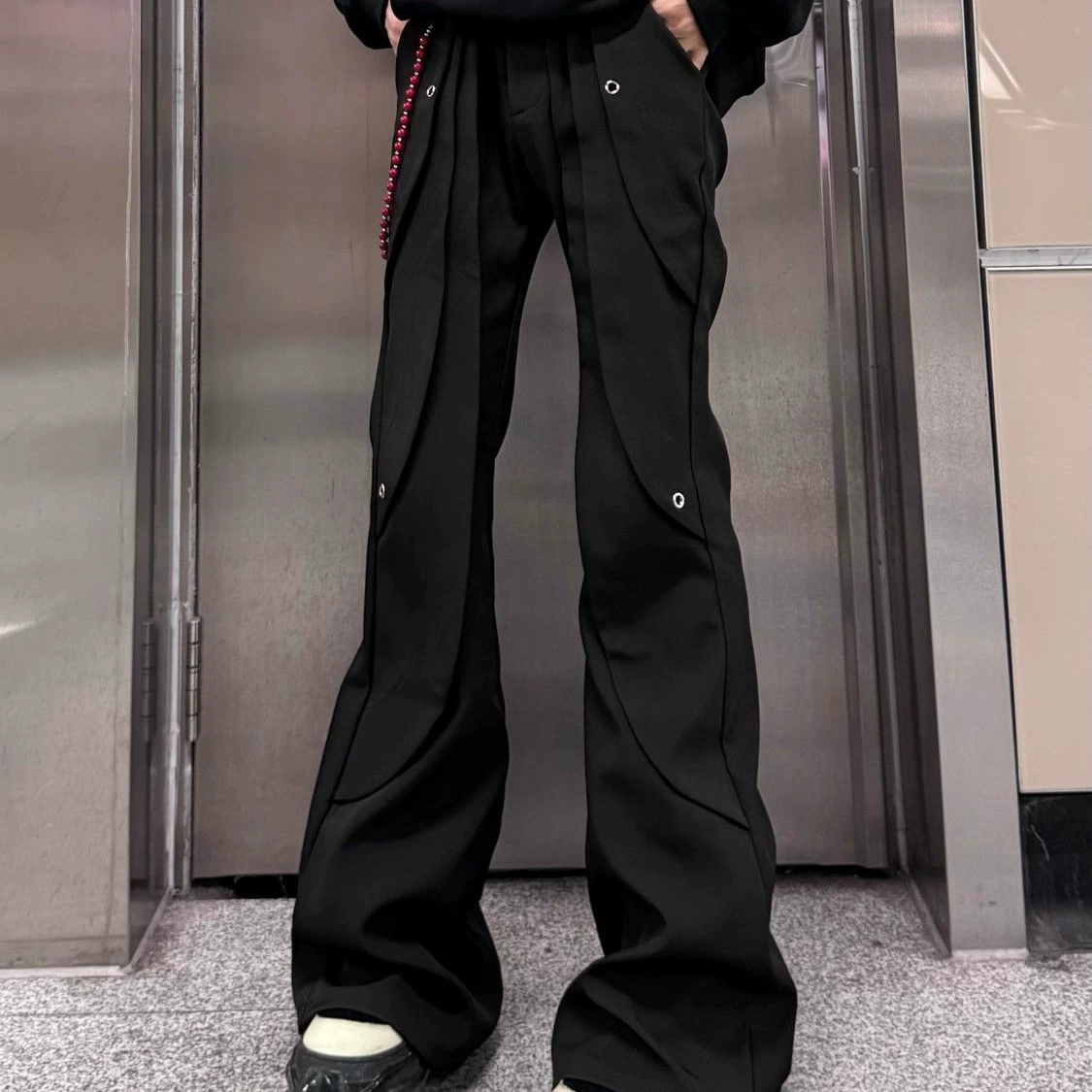 Американская деконструкция нишевые дизайнерские чувства красивые микро-роговые брюки стройные тяжелые повседневные длинные брюки