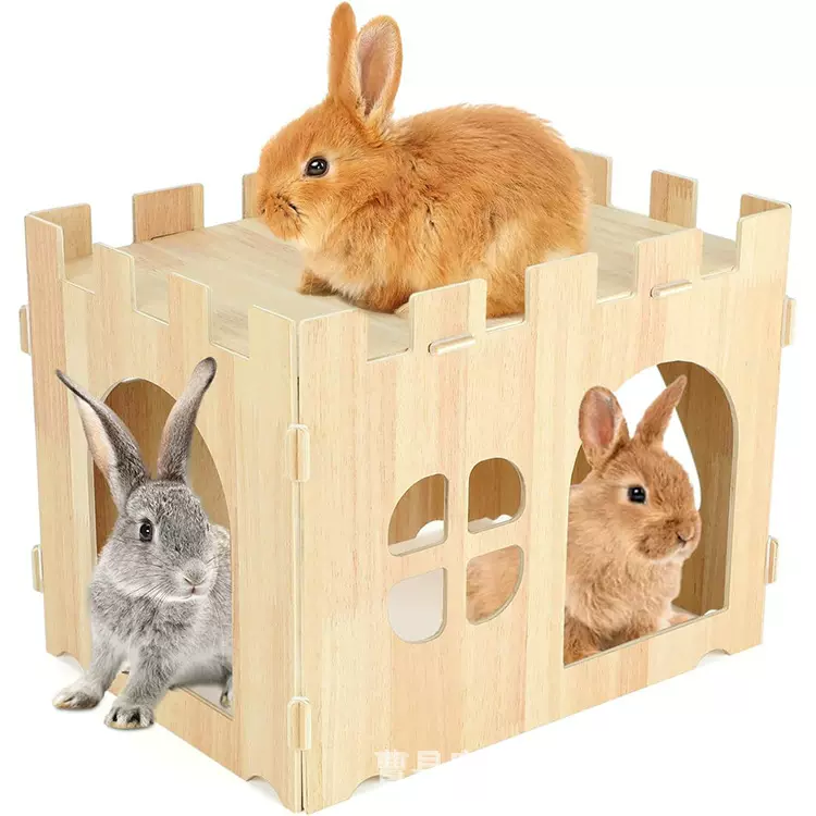 木质仓鼠笼跨境批发宠物用品房子别墅摆件可拆卸式兔子躲避宠物屋