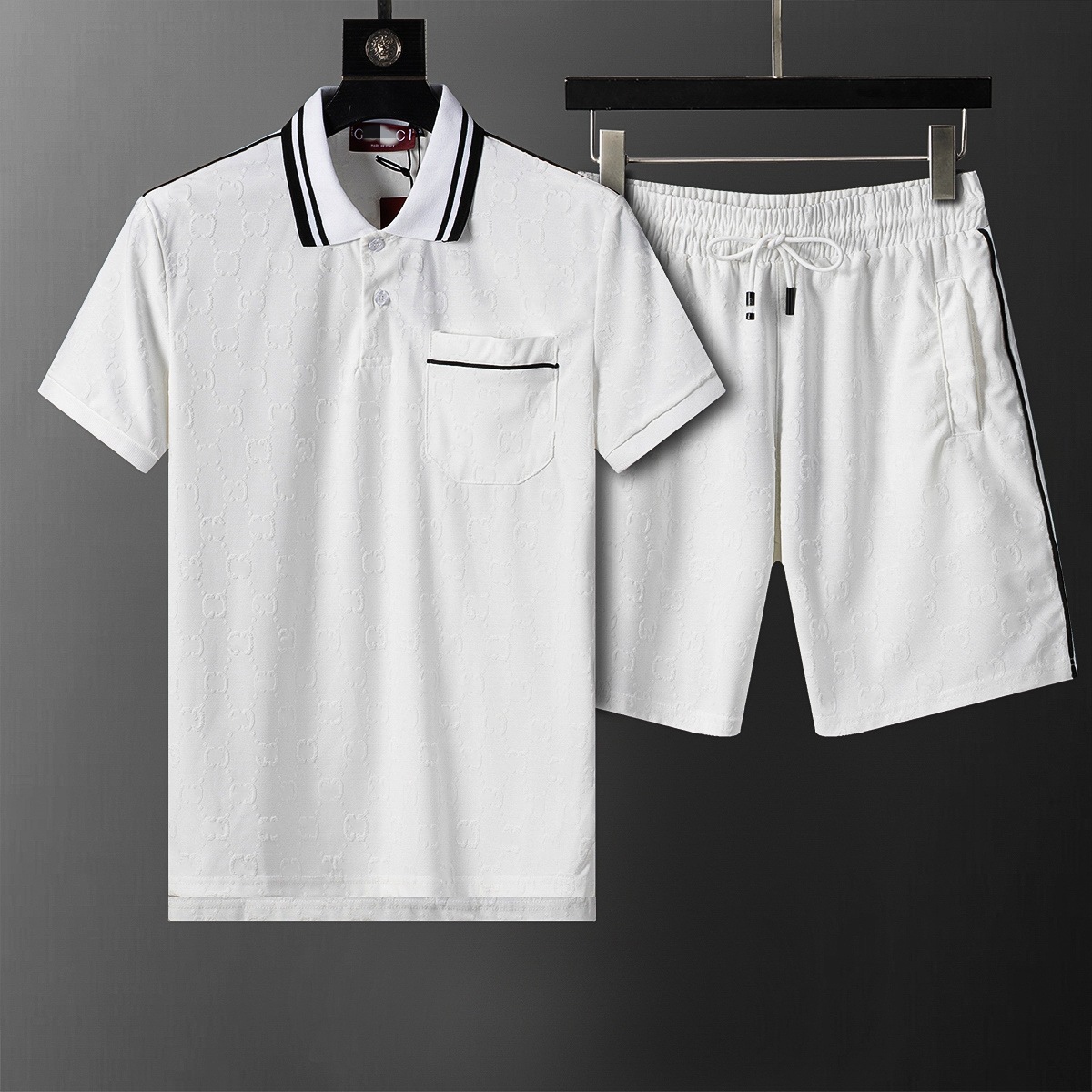 Cross-border versión correcta polo manga corta set de collar de verano clásico toalla de hombre bordado casual Europa y América explosión
