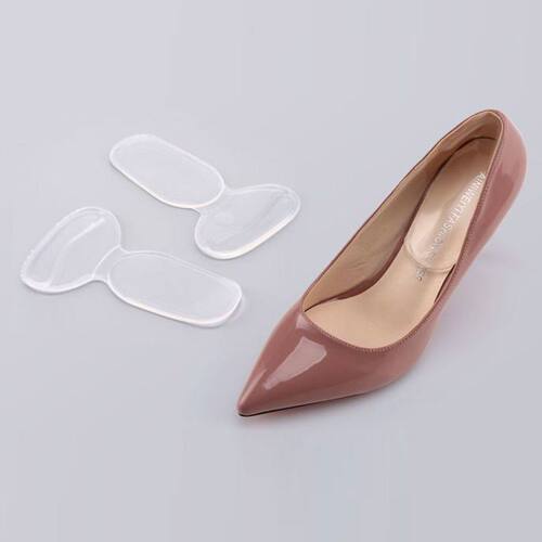 Wholesale high-heeled leather shoes anti-wear silicone transparent heel sticker for women summer 2-in-1 thickened non-heel half size insole