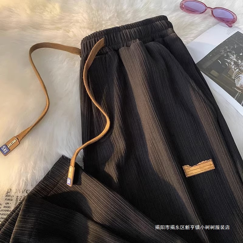 男士夏季冰丝直筒裤男薄款高级感阔腿裤子设计百搭宽松休闲长裤子|undefined
