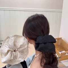 法式印花高级感大肠圈女低马尾丸子头头饰高弹力气质百搭扎头发绳