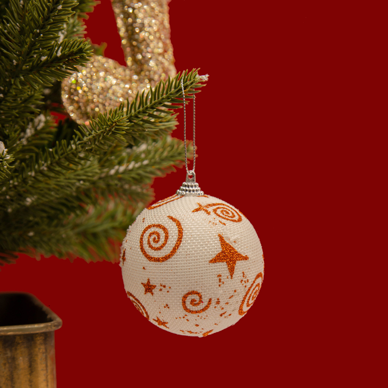 En stock nuevos suministros de decoración de Navidad 8CM6 espuma de impresión de tela Bola de Navidad árbol de Navidad colgante