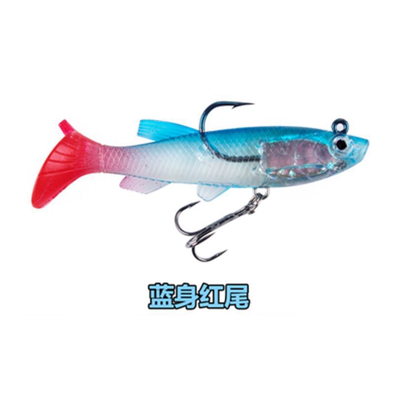 Loya cebo blando, cebo de plomo envuelto en cola T, 13g cebo falso, simulación de cola de bobina de luz nocturna, falso lanzamiento de larga distancia, fábrica de boca de peces de salmón de mar.