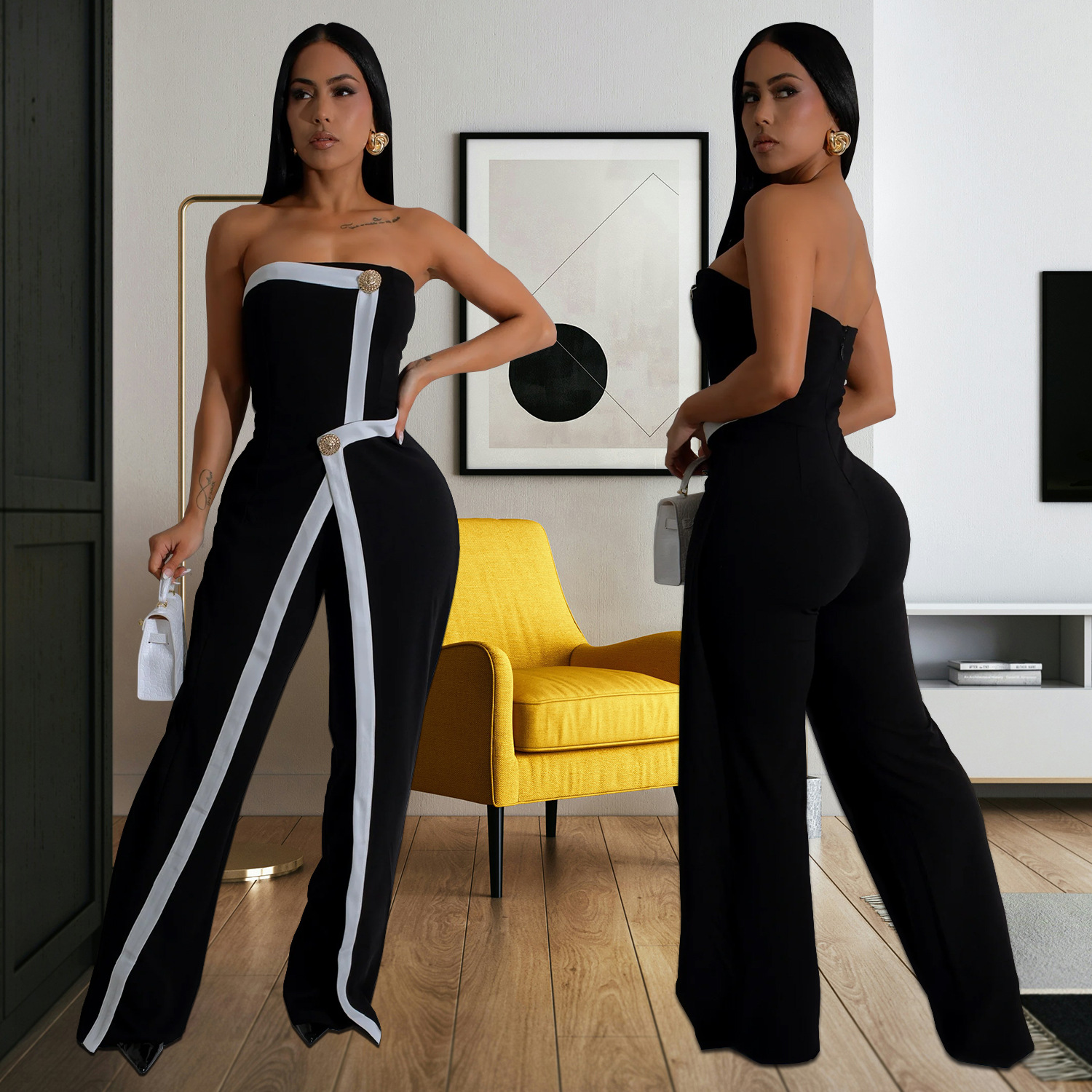 C7205 Aliexpress transfronterizo Amazon Europa y América de moda de mujer sexy bolsas de pecho brazo de botón de espalda pantalonés