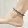 Black round beads, ankle bracelet, accessory, European style, wish