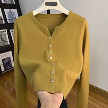 感单排扣针织开衫女短款夏季漂亮小香风上衣修身毛衣针织衫女