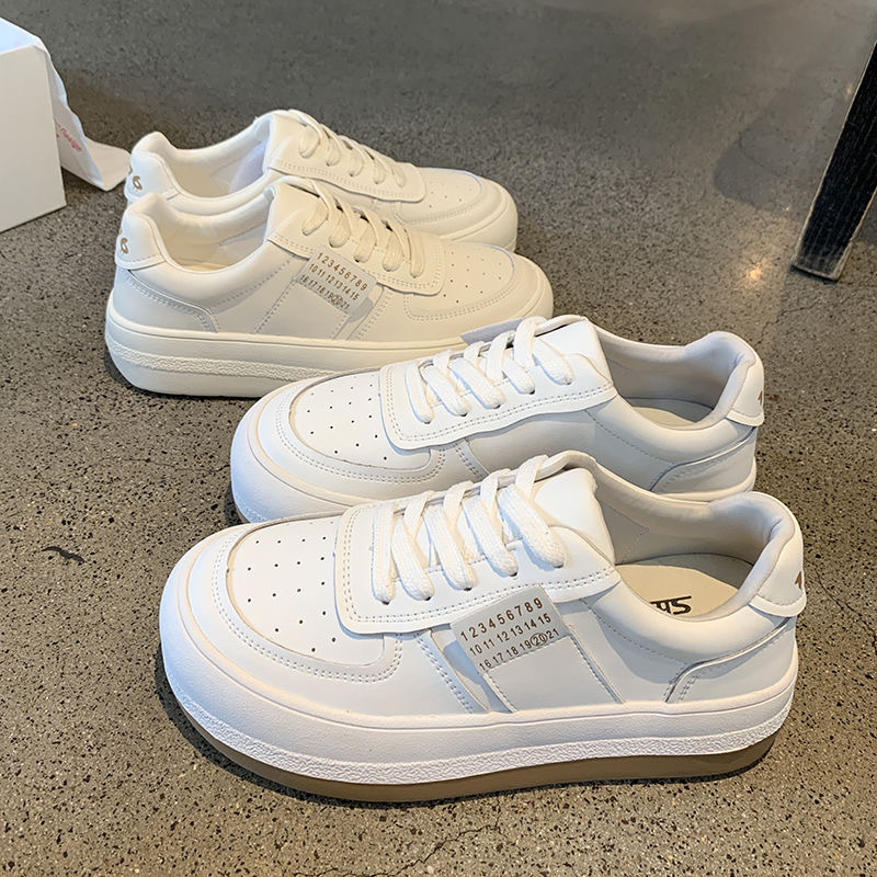 Women's Thick Sole Running Sneakers Versatile White Dad Shoes_voghion.com