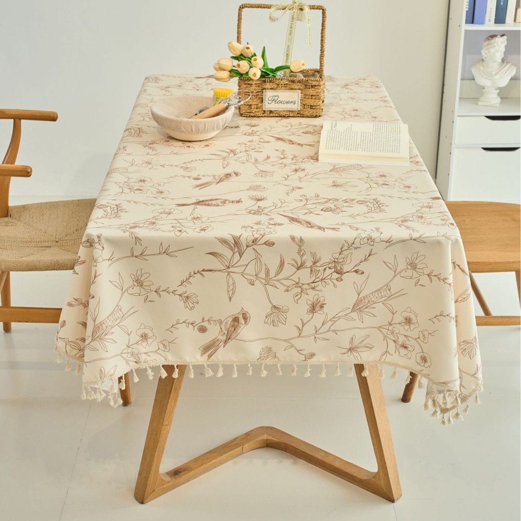 Yimanqiyun Ins Style Tablecloth Rectangular Waterproof Printed Tassel Tablecloth Living Room Coffee Table Cover Dustproof