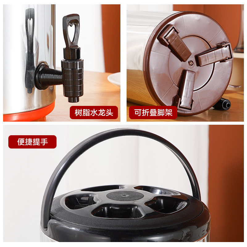 Té de leche de acero inoxidable barril aislado leche de soja jugo de café agua hirviendo Cubo de té caliente y frío puesto de doble uso transfronterizo de gran capacidad