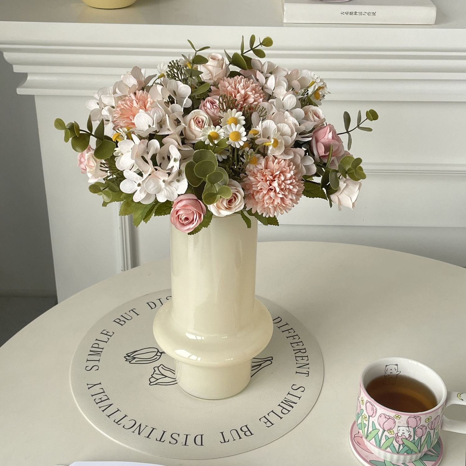 玫瑰甘菊假花花摆设花束玫瑰花装饰花摆件客厅防真室内花厂家批发