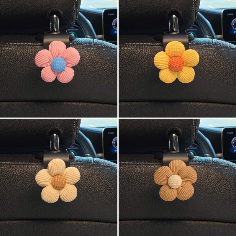 Gancho de coche lindo creativo Gancho de coche multifuncional flor pequeña asiento de coche almacenamiento trasero suministros de coche