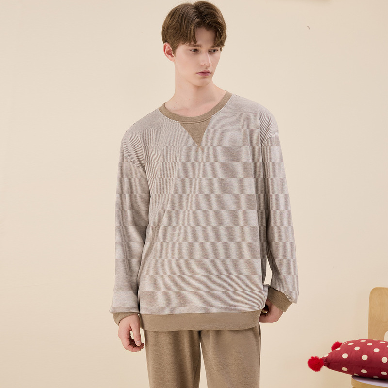 Half-Face Brand Supply Autumn and Winter Air-Conditioned and Heated Room Home Double-Sided Fleece Color-Spun Yarn Couple Men's Home Clothes