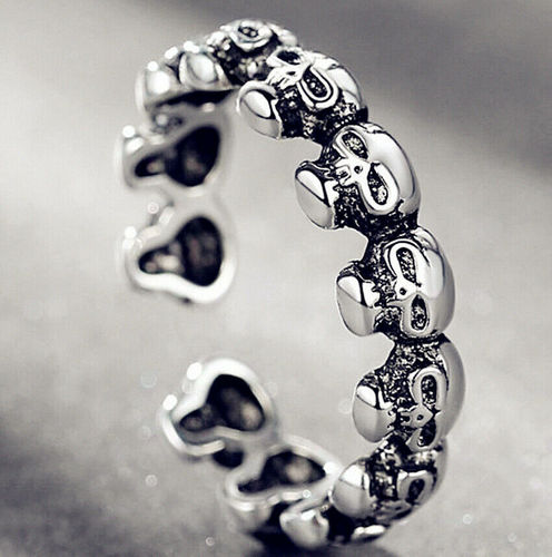 Punk-inspired dark style skull ring, streetwear, Instagram vintage, personalized, hand-bone open palm, five-claw ring