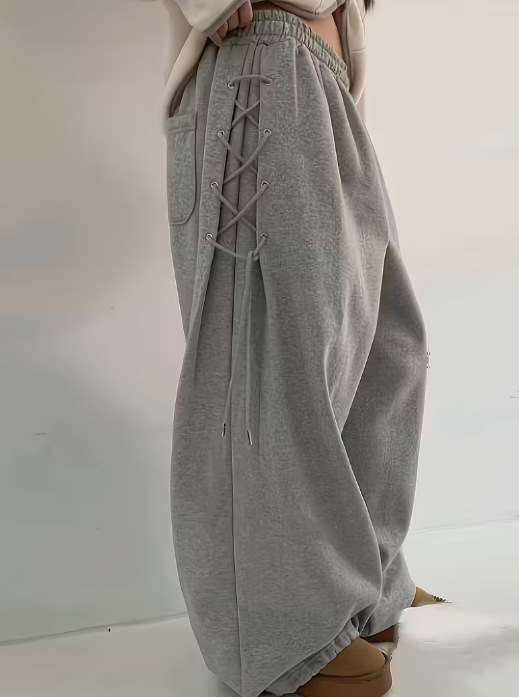 Transfronterizos Europa y América calles laterales correa de horquilla hueca pantalones casuales de mujer otoño y invierno pantalones rectos de piernas largas sueltos