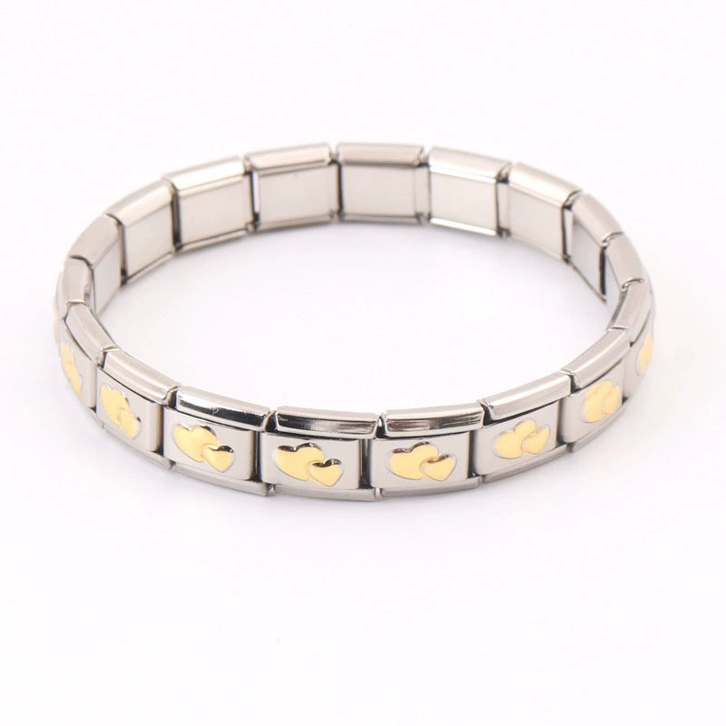 Zhenwo нержавеющая сталь модульное браслет ItalianBracelet золотой пятиконечная звезда любовь эластичная цепь точка