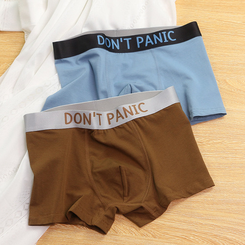 Spring and summer men's underwear letter waistband pure cotton young boys sweat-absorbent sports large tolerant boxer shorts
